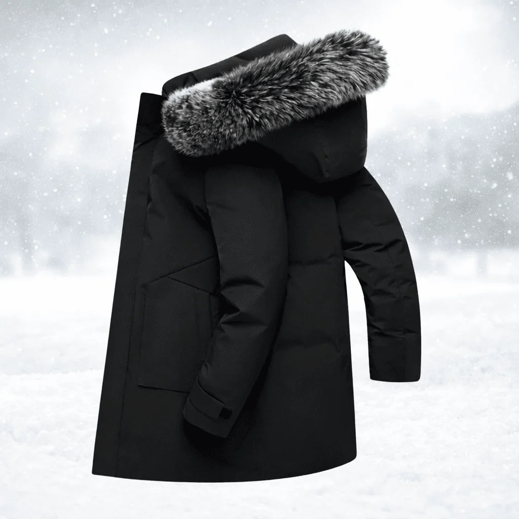 Men’s Winter Parka Windproof Insulated Faux Fur Hood