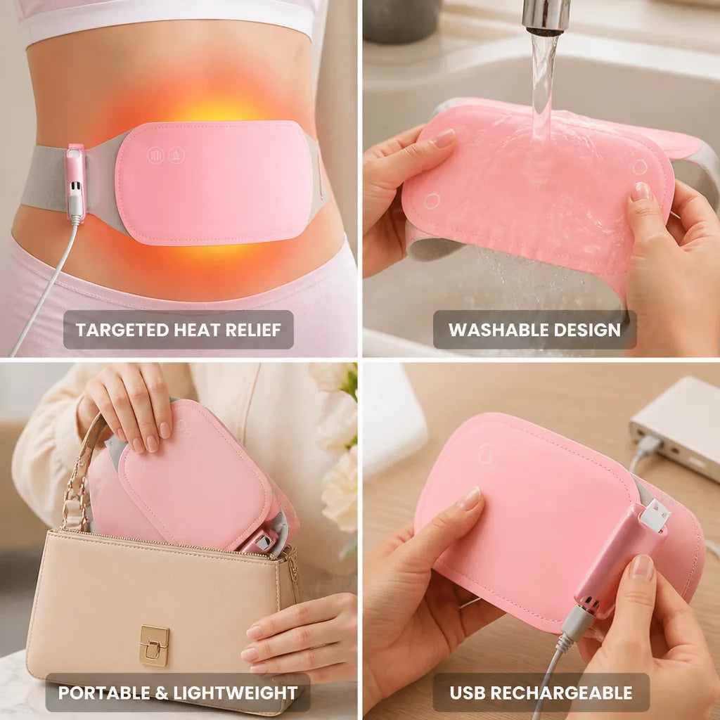 Menstrual Heating Pad USB Rechargeable Adjustable Heat Washable