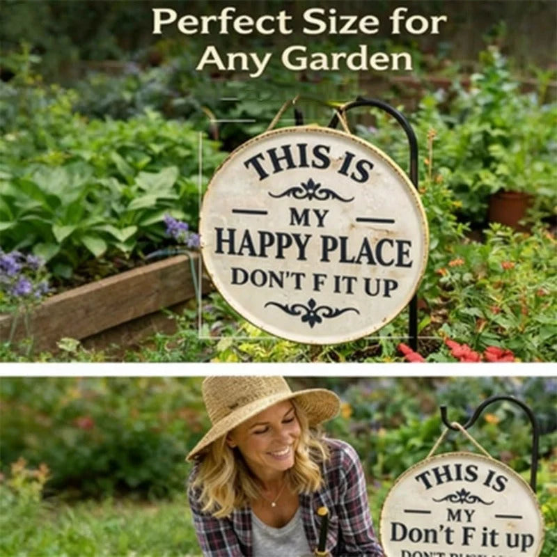 Metal Sign Round Distressed Weather-Resistant With Jute Rope