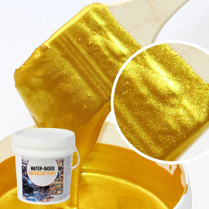 Metallic Paint Water-Based Gold or Silver With Brush