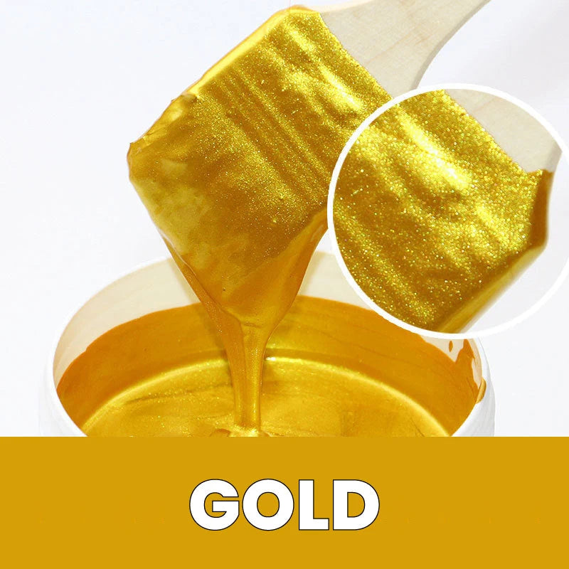Metallic Paint Water-Based Gold or Silver With Brush