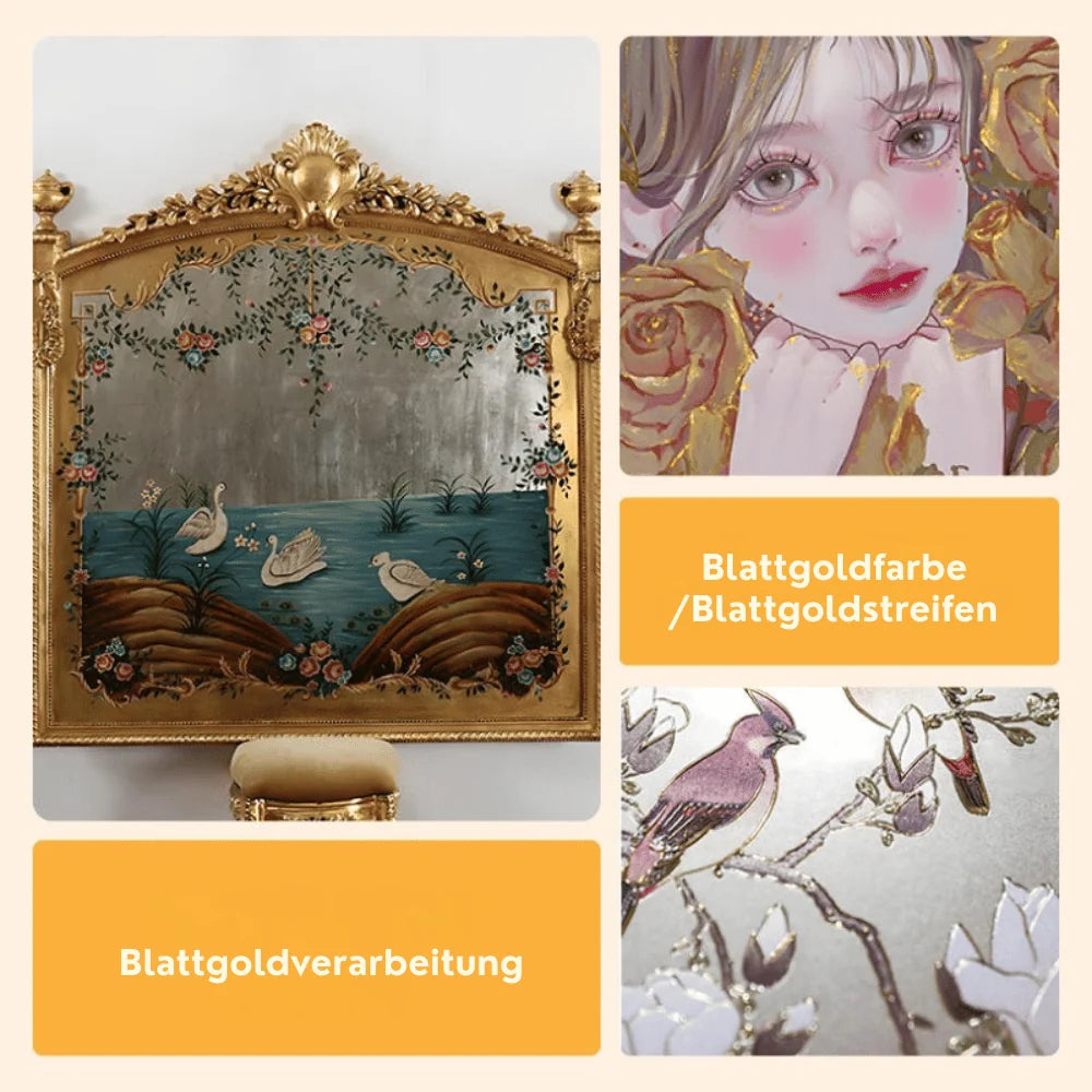 Metallic Paint Water-Based Gold or Silver With Brush
