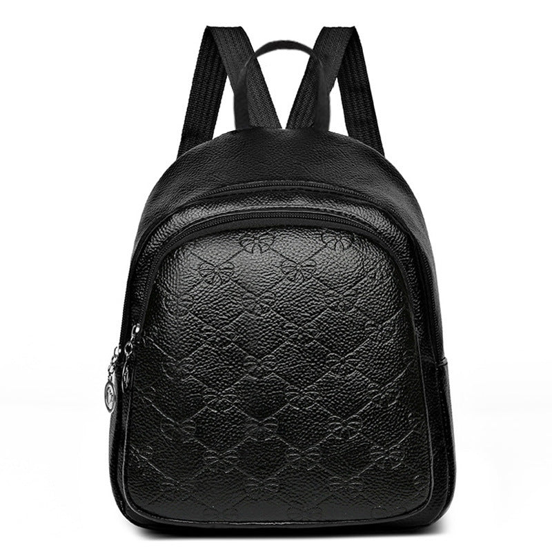 Mini Backpack Textured Design Multiple Pockets Adjustable Straps