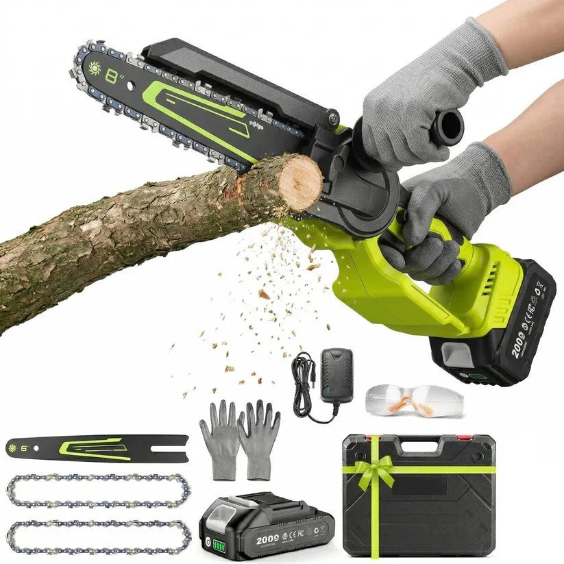 Mini Chainsaw Cordless Interchangeable Bars & Dual Batteries