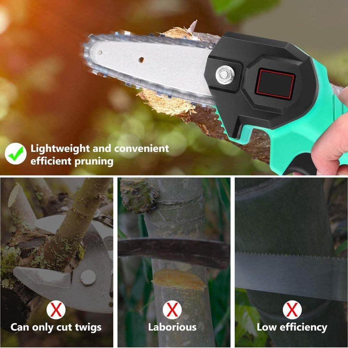 Mini Chainsaw Cordless Rechargeable 4-Inch Guide Bar