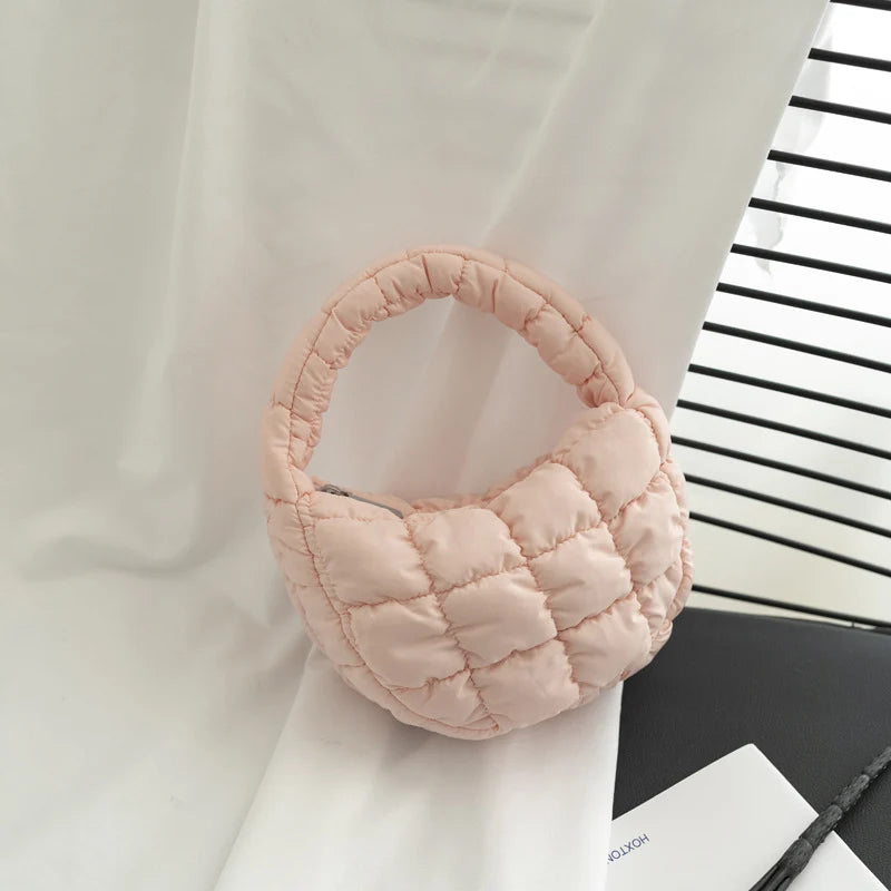 Mini Crossbody Bag Quilted Design Padded Handles