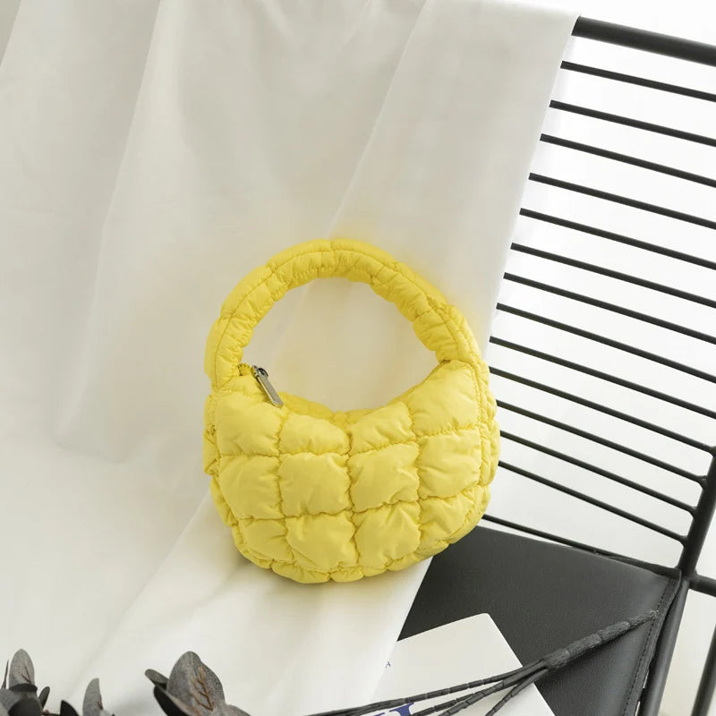 Mini Crossbody Bag Quilted Design Padded Handles