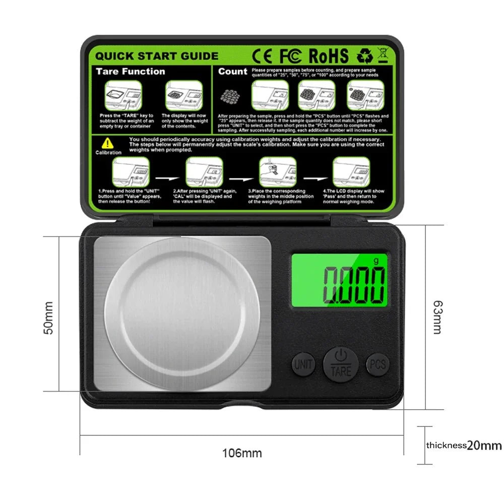 Mini Digital Scale High-Precision Stainless Steel Surface