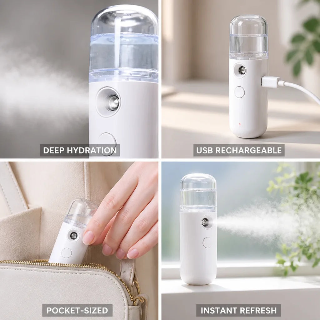 Mini Facial Mist Sprayer Nano Mist USB Rechargeable