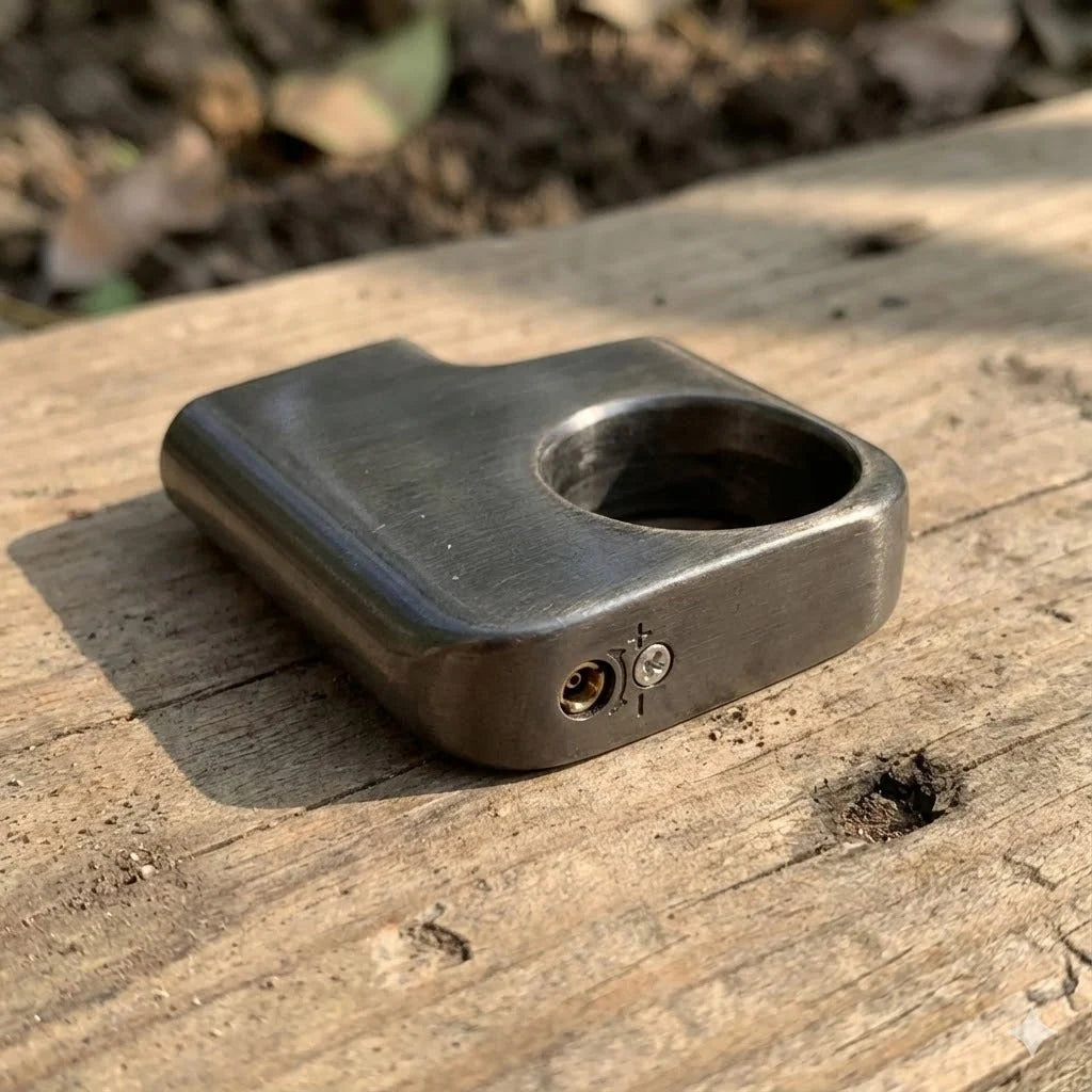 Mini Gas Lighter Brushed Metal Ring Grip