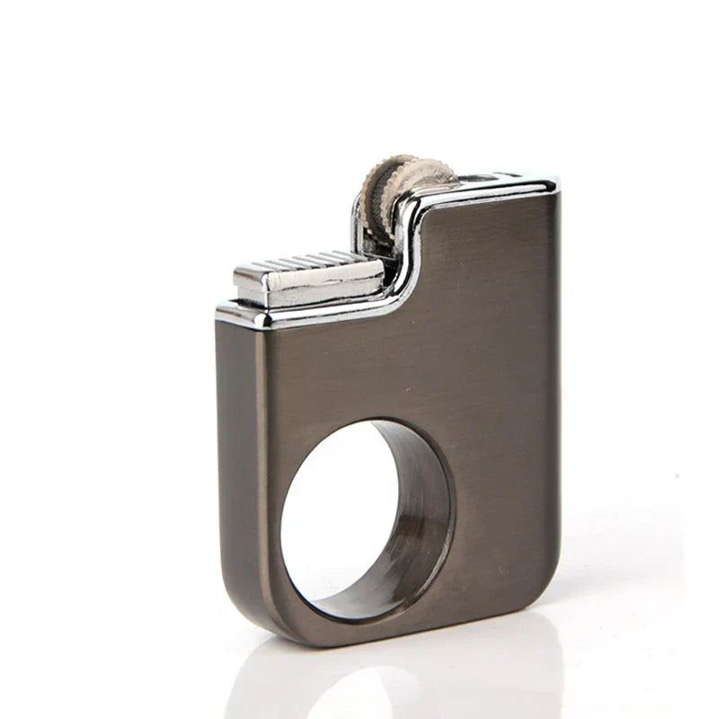 Mini Gas Lighter Brushed Metal Ring Grip