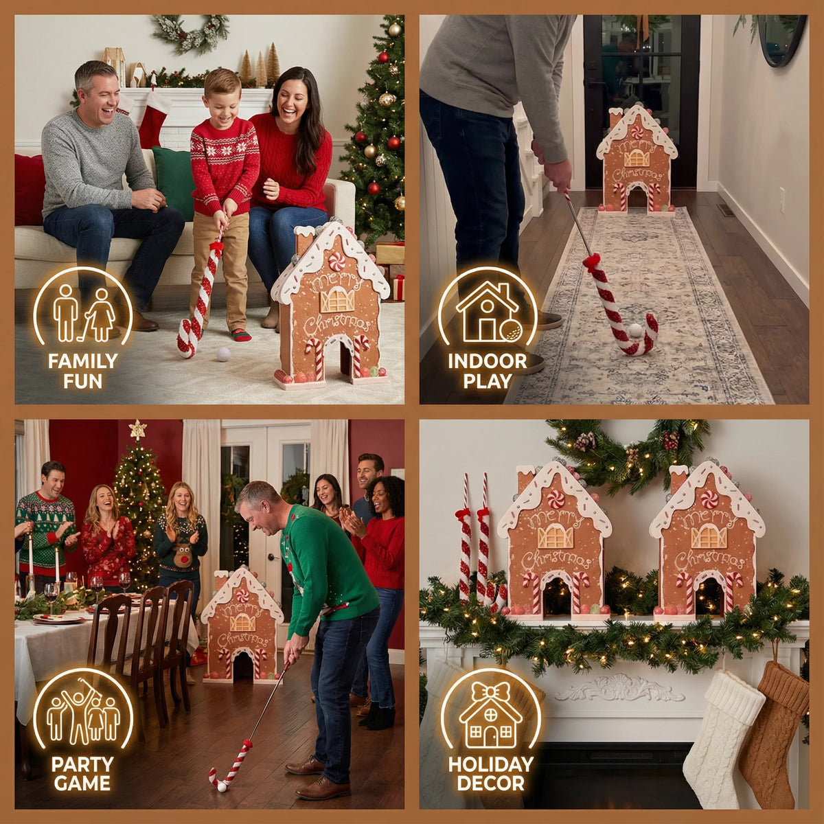 Mini Golf Set Gingerbread Tabletop Putter & Ball