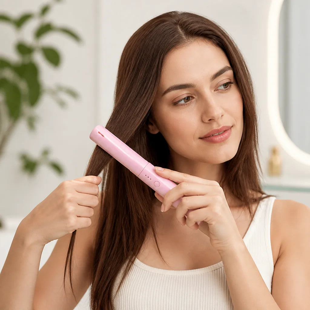 Mini Hair Straightener Cordless Rechargeable Ceramic Coating 70-Minute Battery