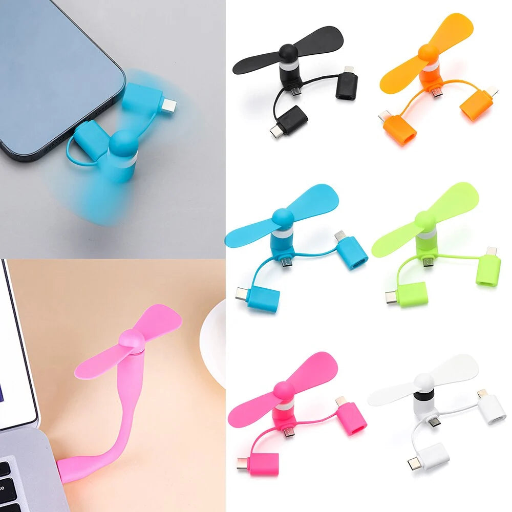 Mini Phone Fan USB-Powered Detachable Propeller