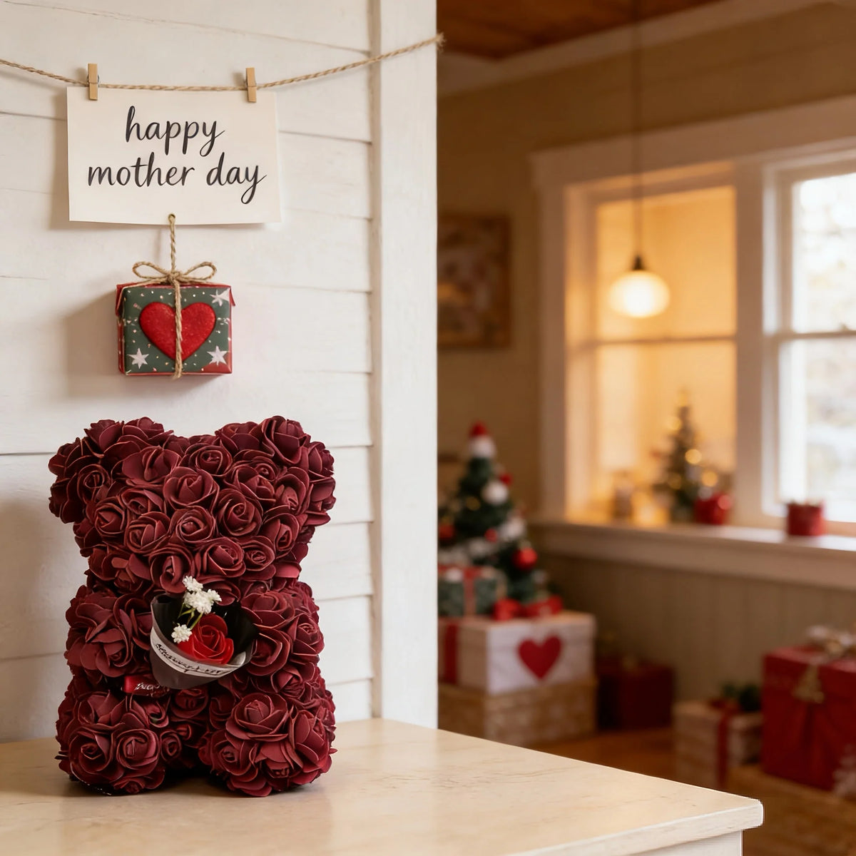 Mini Rose Bear Gift-Ready Artificial Roses
