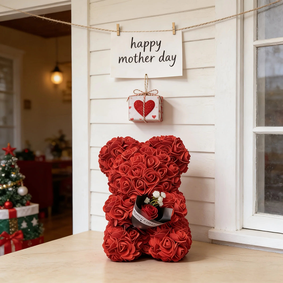 Mini Rose Bear Gift-Ready Artificial Roses
