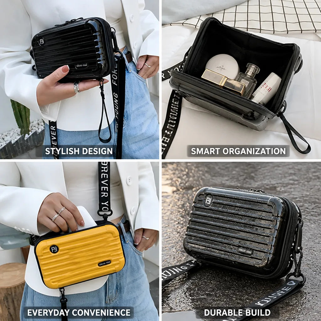 Mini Suitcase Shoulder Bag Compact Travel Makeup Organizer