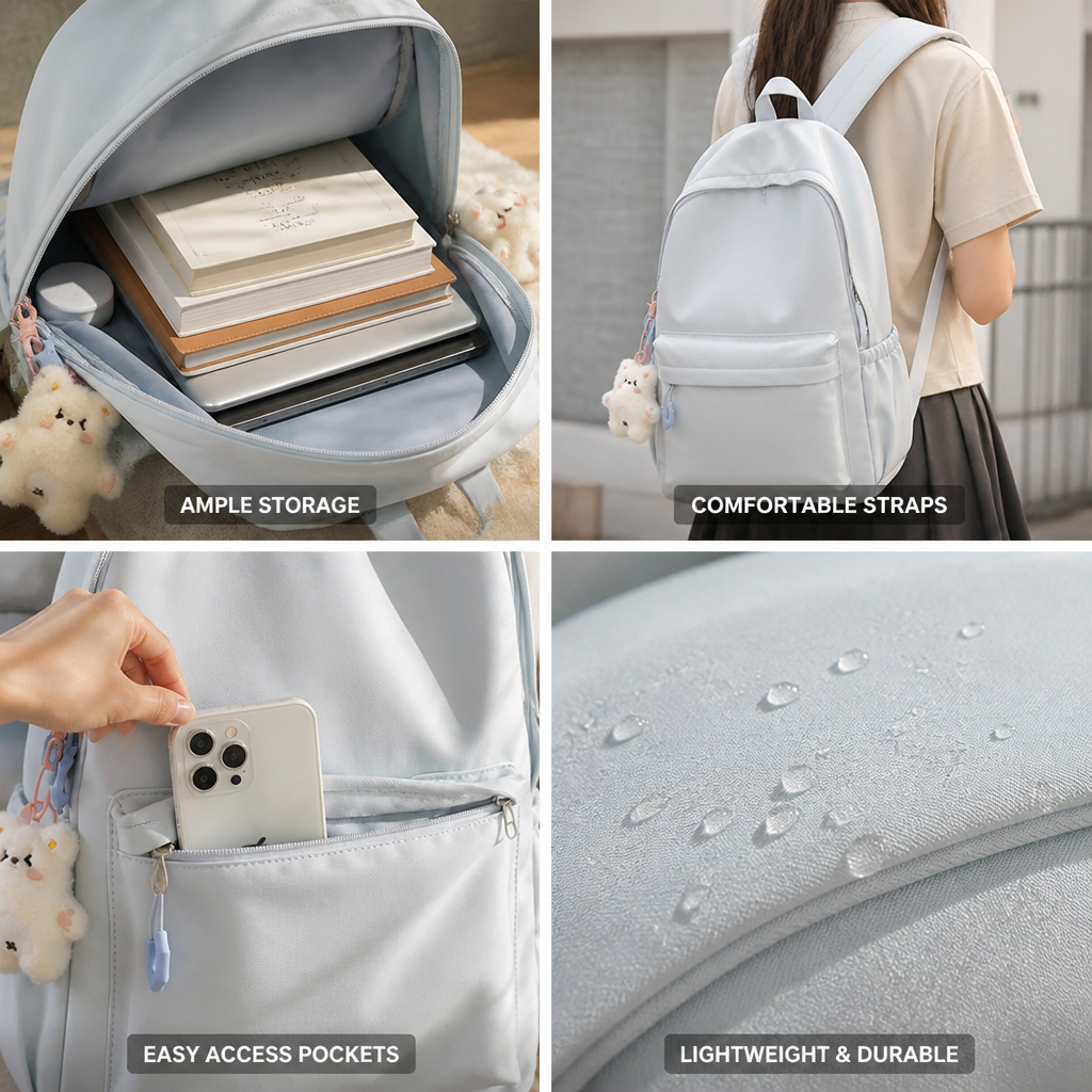 Minimalist Soft Fabric School Backpack (Padded Straps)