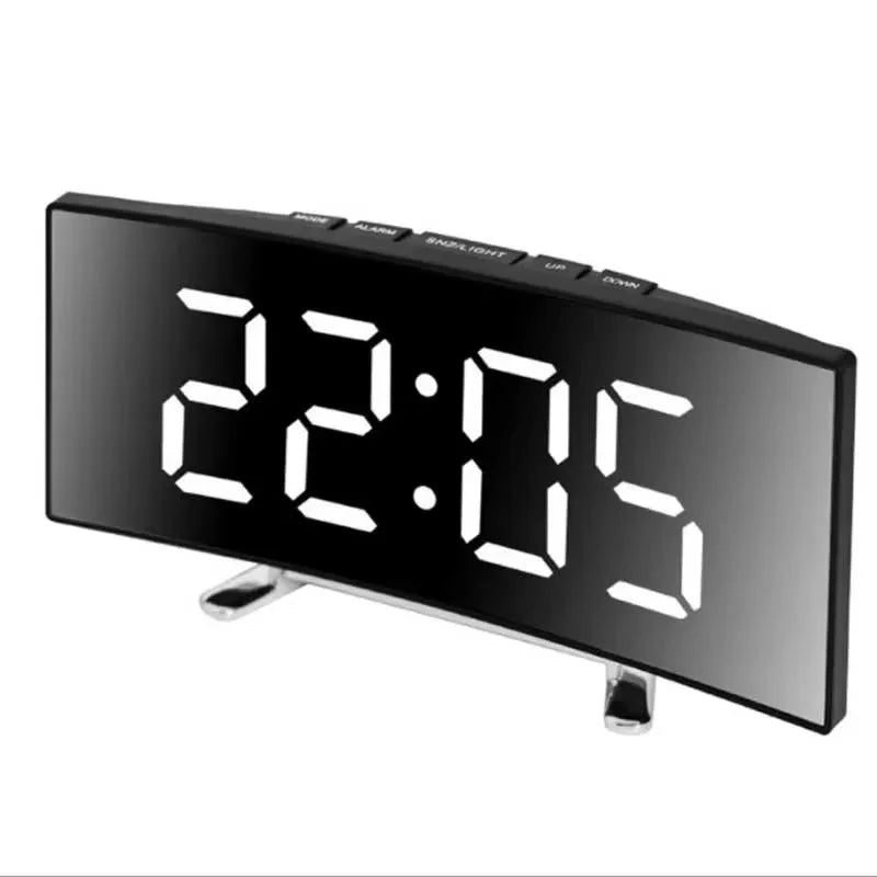 Mirror Alarm Clock Curved LED Display Silent Operation