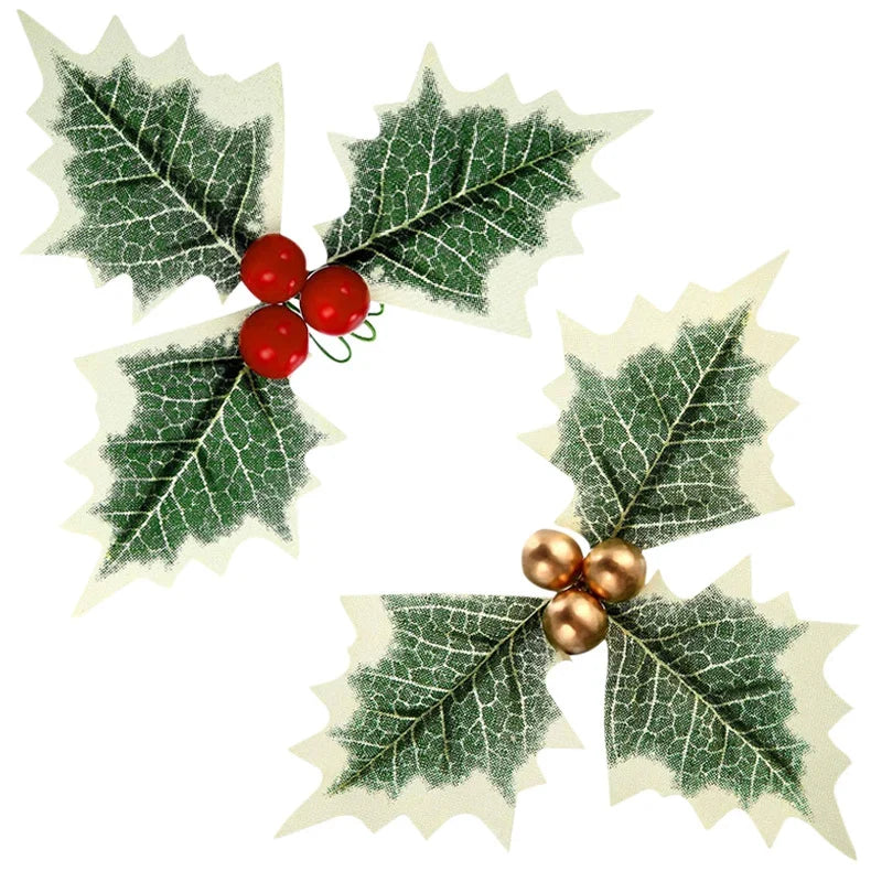 Mistletoe Sprays Lifelike Leaves Golden Berries Set of 30
