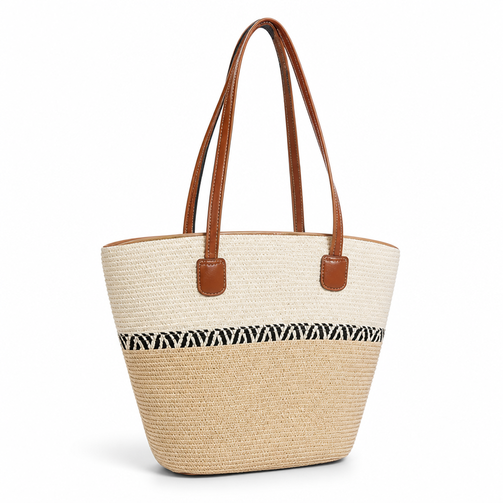 Moisture-Resistant & Lightweight Colorful Striped Beach Bag