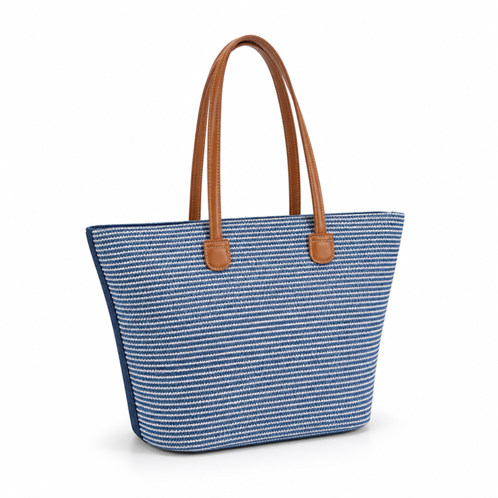 Moisture-Resistant & Lightweight Colorful Striped Beach Bag