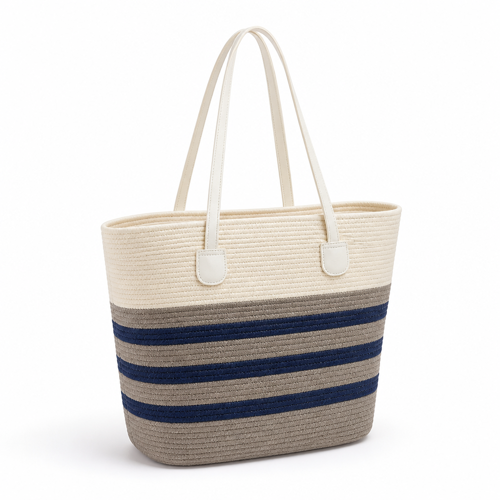 Moisture-Resistant & Lightweight Colorful Striped Beach Bag