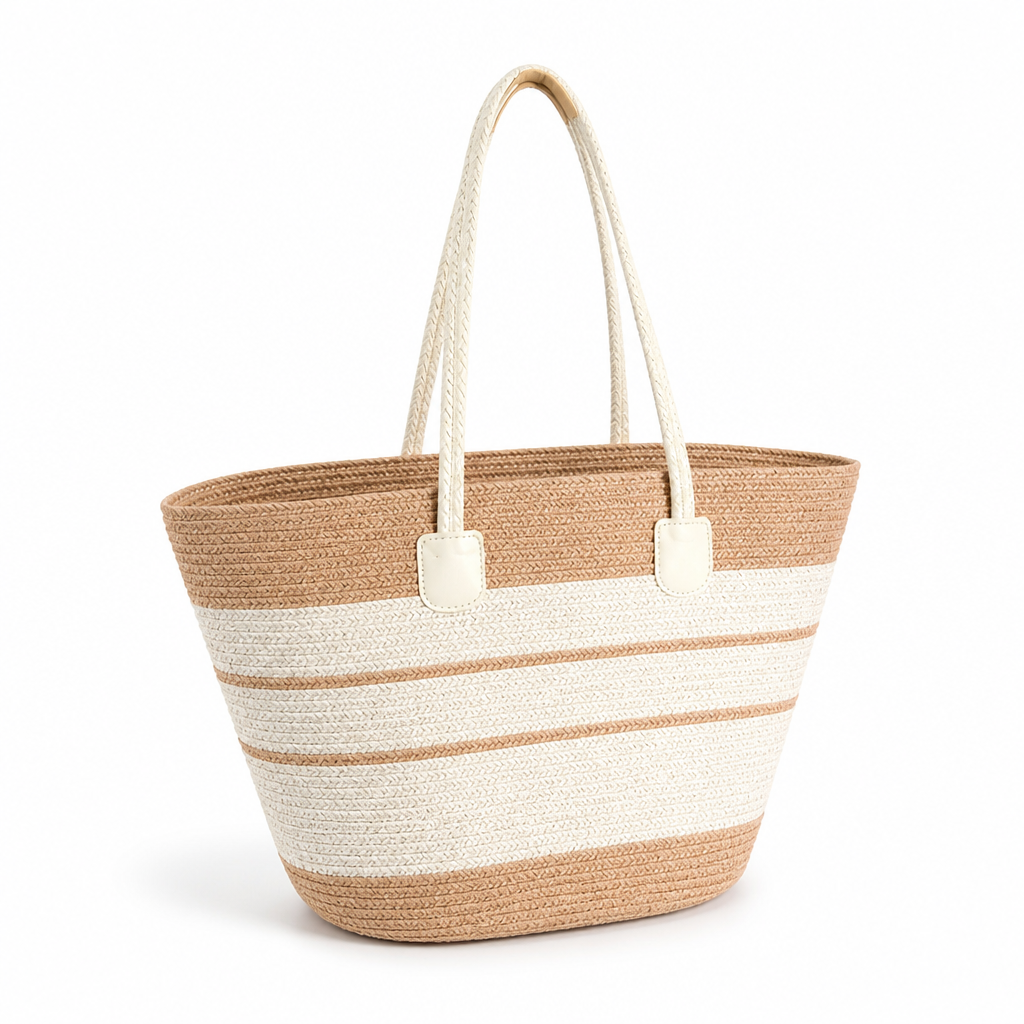 Moisture-Resistant & Lightweight Colorful Striped Beach Bag
