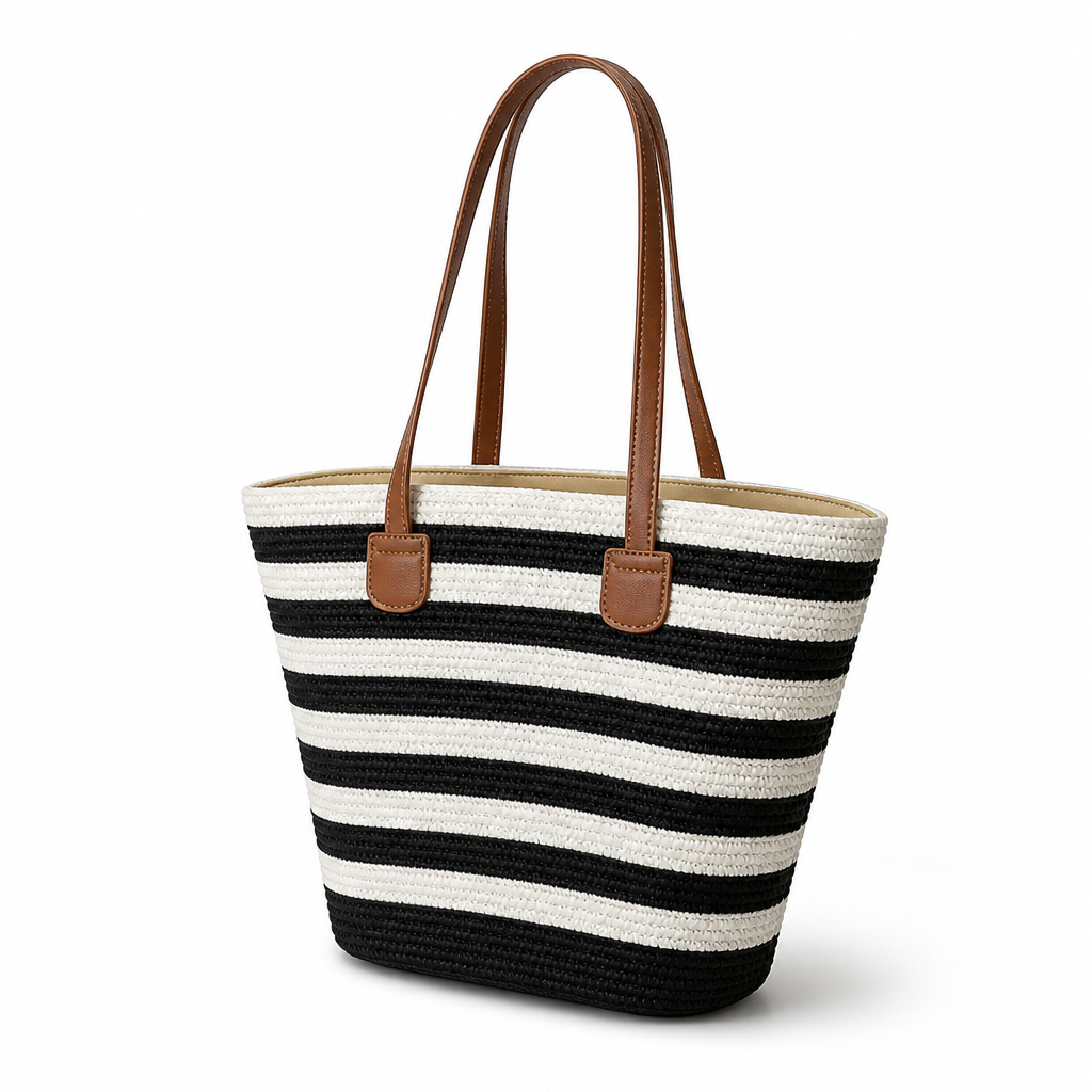 Moisture-Resistant & Lightweight Colorful Striped Beach Bag