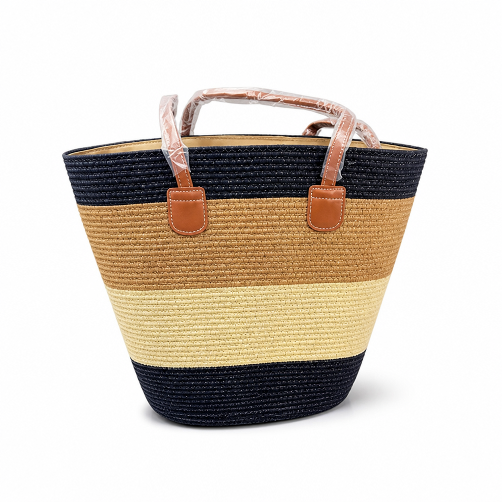 Moisture-Resistant & Lightweight Colorful Striped Beach Bag