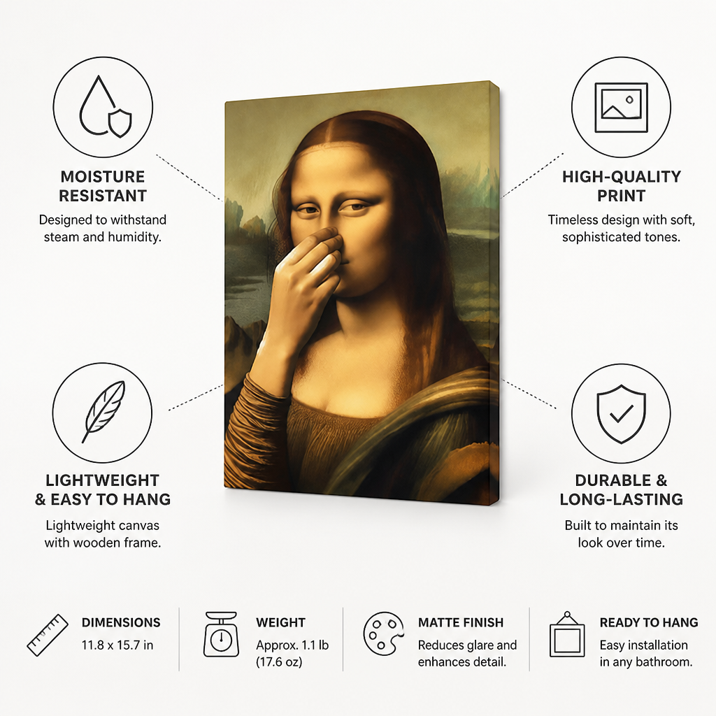 Moisture-Resistant Mona Lisa Bathroom Canvas