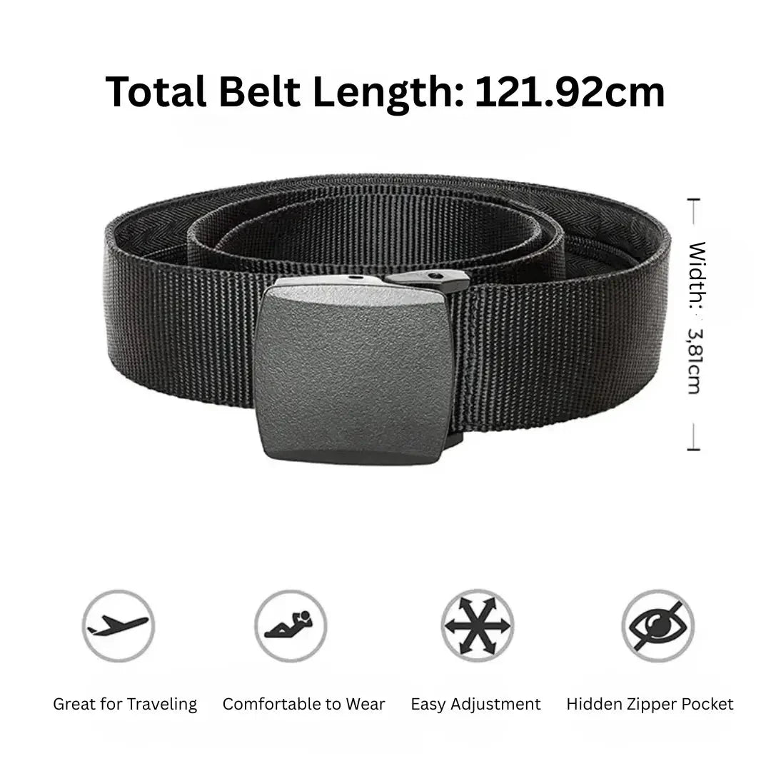 Money Belt Hidden Zipper Pocket Weather-Resistant Nylon