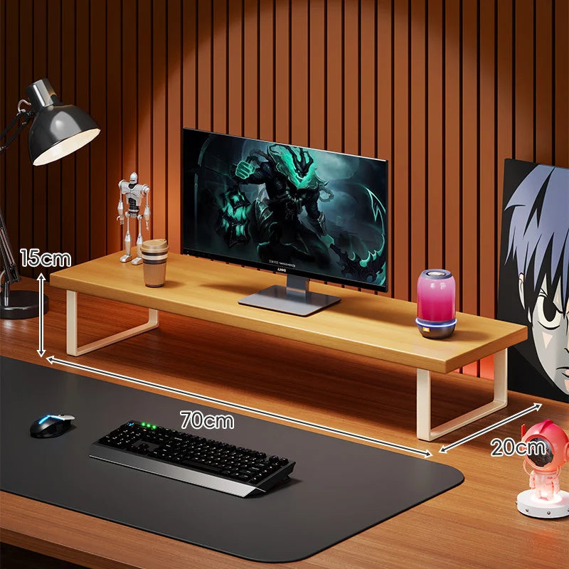 Monitor Stand Solid Wood U-Frame Legs Under-Desk Storage