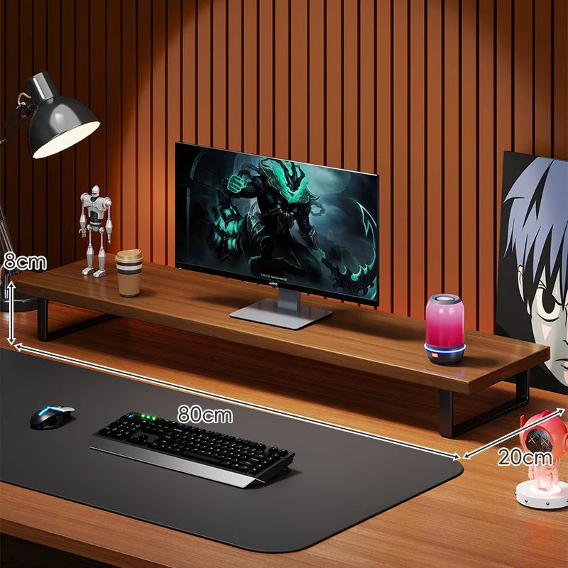 Monitor Stand Solid Wood U-Frame Legs Under-Desk Storage