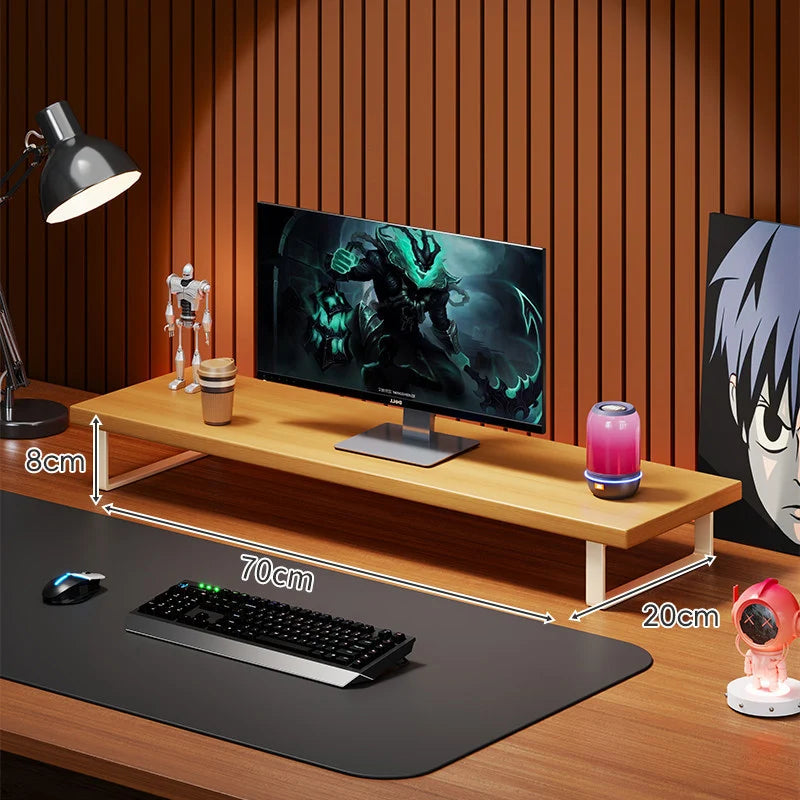Monitor Stand Solid Wood U-Frame Legs Under-Desk Storage