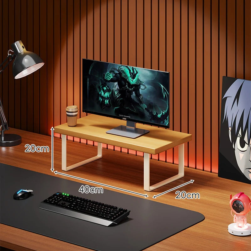 Monitor Stand Solid Wood U-Frame Legs Under-Desk Storage