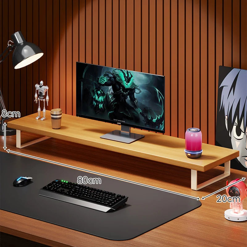 Monitor Stand Solid Wood U-Frame Legs Under-Desk Storage