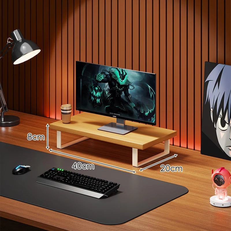 Monitor Stand Solid Wood U-Frame Legs Under-Desk Storage