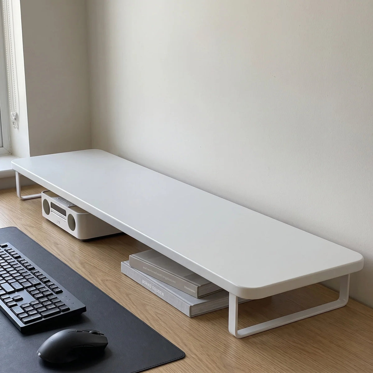 Monitor Stand Solid Wood Under-Desk Storage Non-Slip Feet