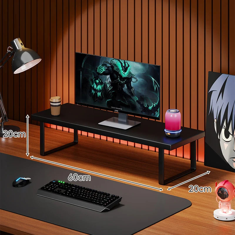 Monitor Stand Solid Wood Under-Desk Storage Non-Slip Feet