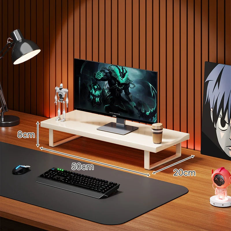 Monitor Stand Solid Wood Under-Desk Storage Non-Slip Feet