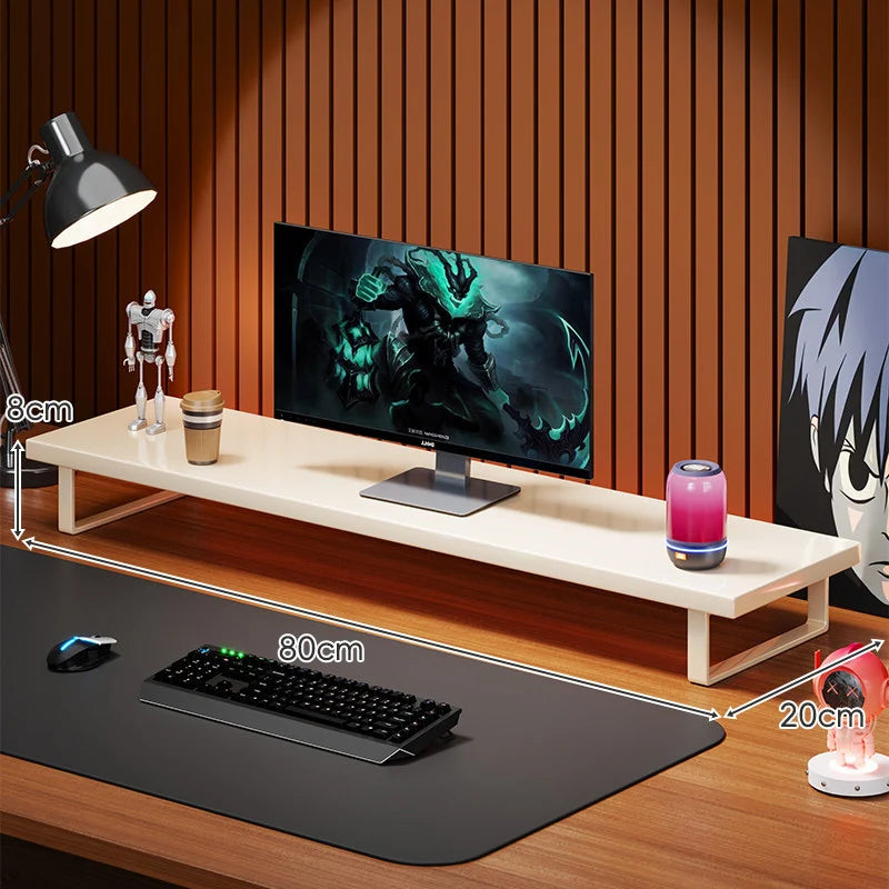 Monitor Stand Solid Wood Under-Desk Storage Non-Slip Feet
