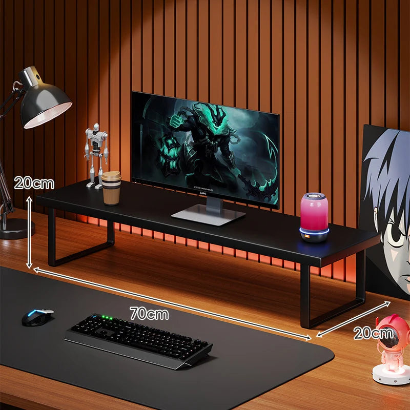 Monitor Stand Solid Wood Under-Desk Storage Non-Slip Feet