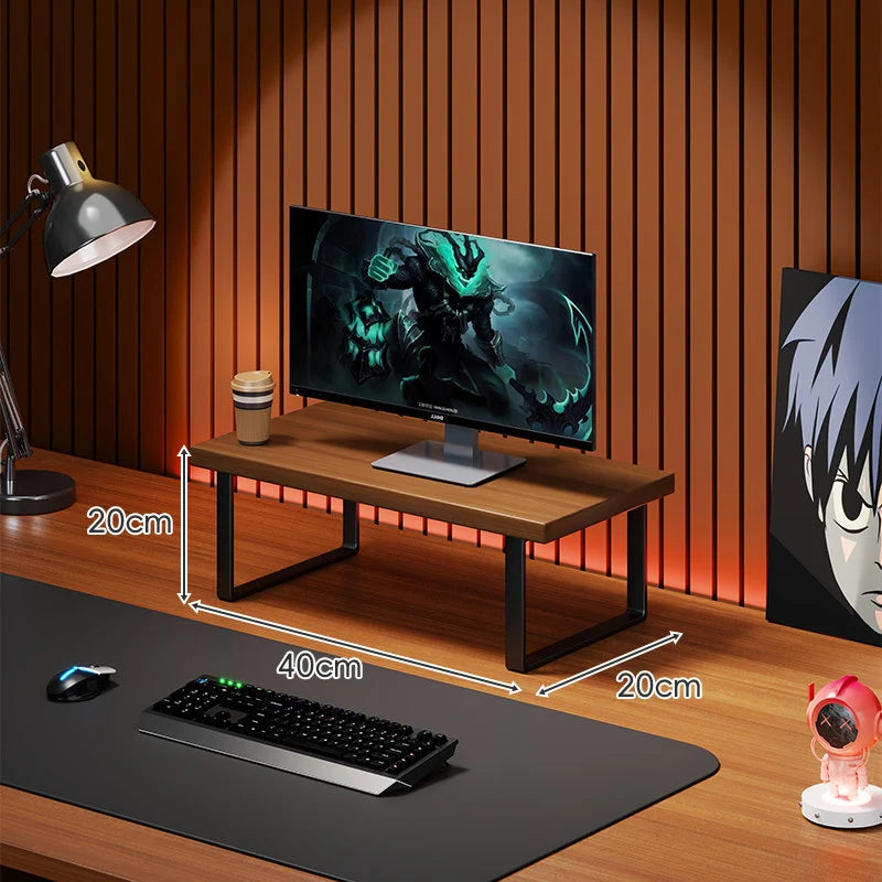 Monitor Stand Solid Wood Under-Desk Storage Non-Slip Feet
