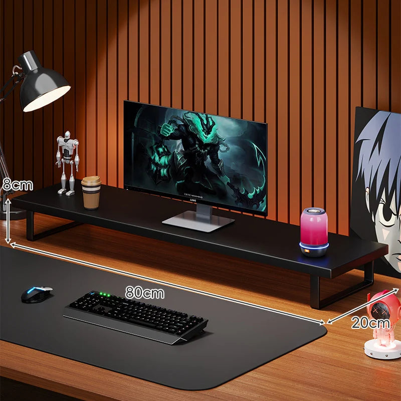 Monitor Stand Solid Wood Under-Desk Storage Non-Slip Feet