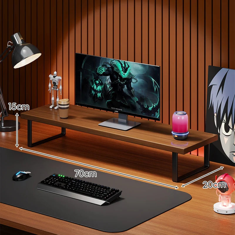 Monitor Stand Solid Wood Under-Desk Storage Non-Slip Feet