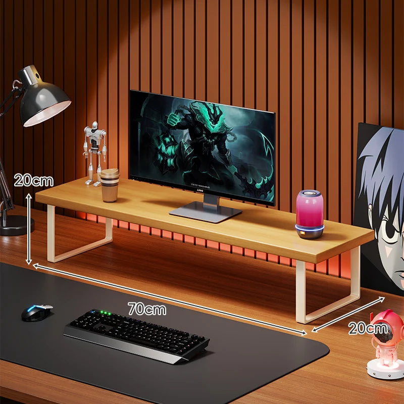 Monitor Stand Solid Wood Under-Desk Storage Non-Slip Feet