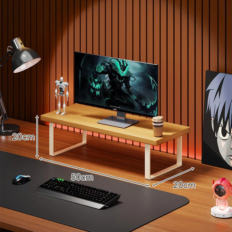Monitor Stand Solid Wood Under-Desk Storage Non-Slip Feet