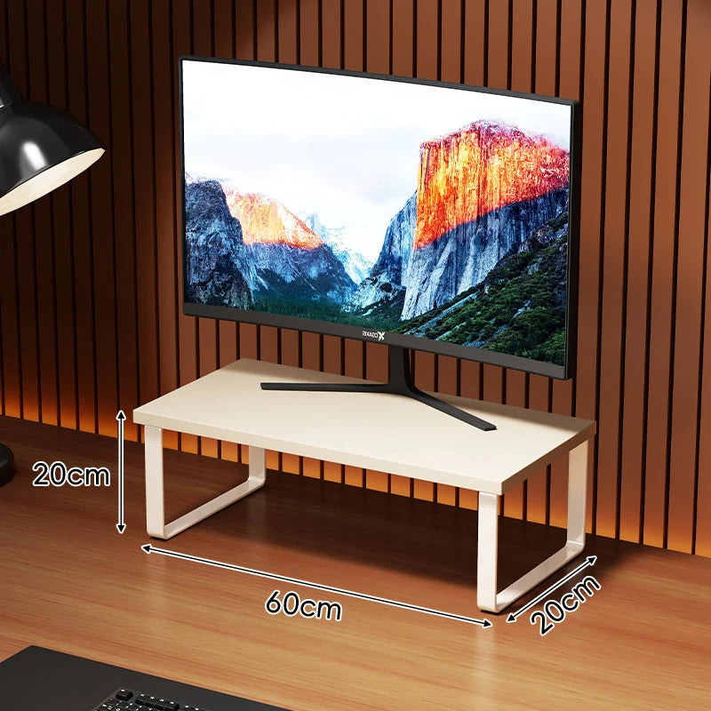 Monitor Stand Wood-Look Top Under-Platform Storage Non-Slip Feet