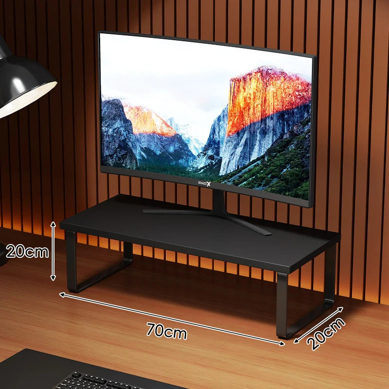 Monitor Stand Wood-Look Top Under-Platform Storage Non-Slip Feet